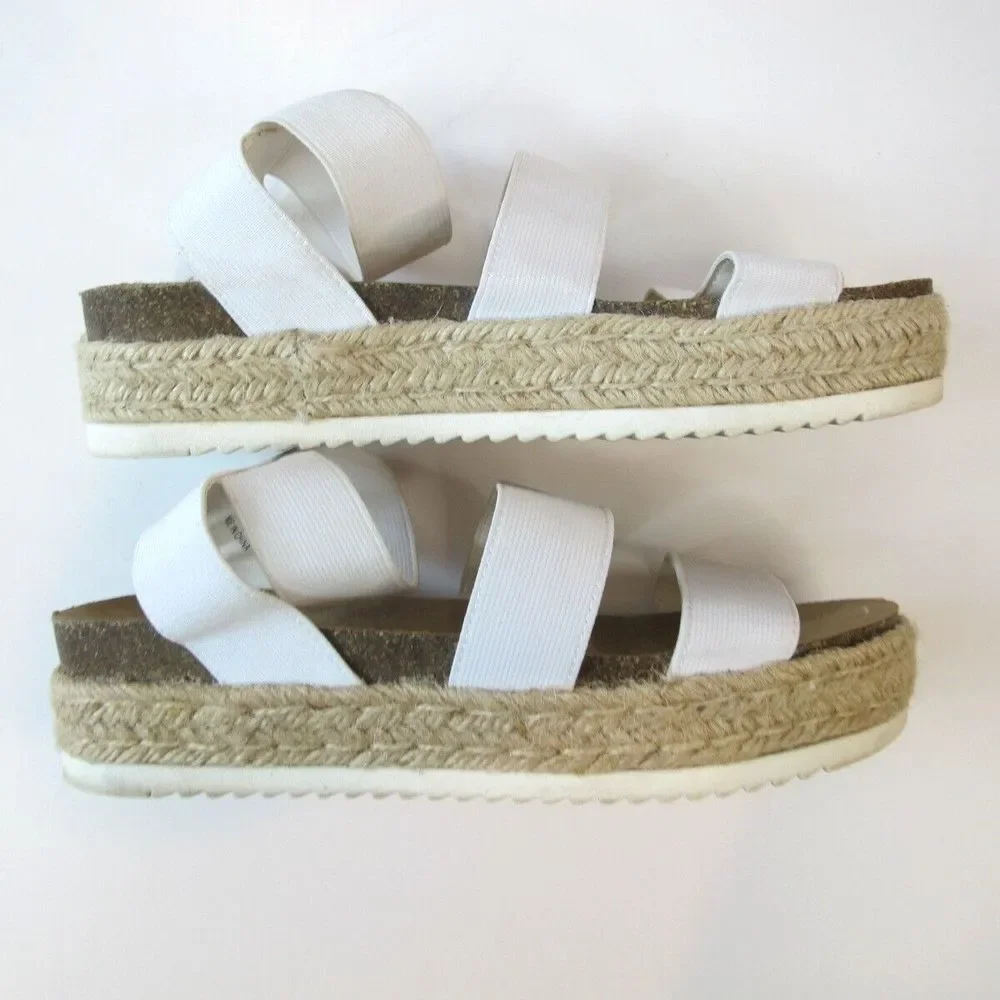 Cushionaire Mandy Elastic White Sandals Woman's Size 9‎ Summer Comfort